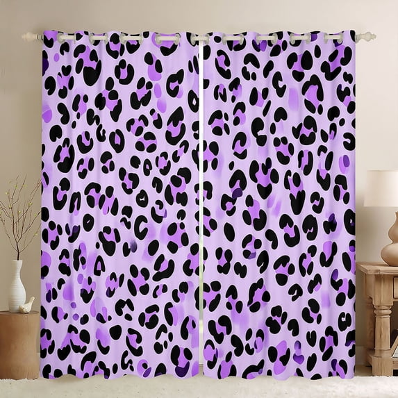 Castle Fairy Leopard Print Blackout Curtains Set of 2 (52x84 Each),Cheetah Window Curtains
