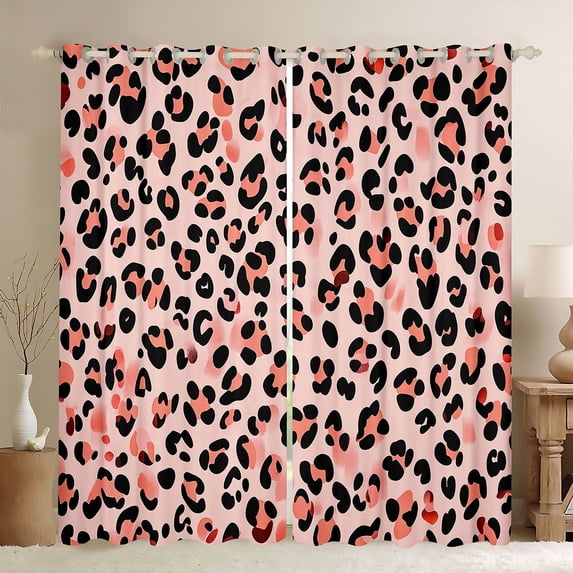 Castle Fairy Leopard Print Curtains Pack of 2 (42x84 Each),Cheetah Print Curtains Blackout