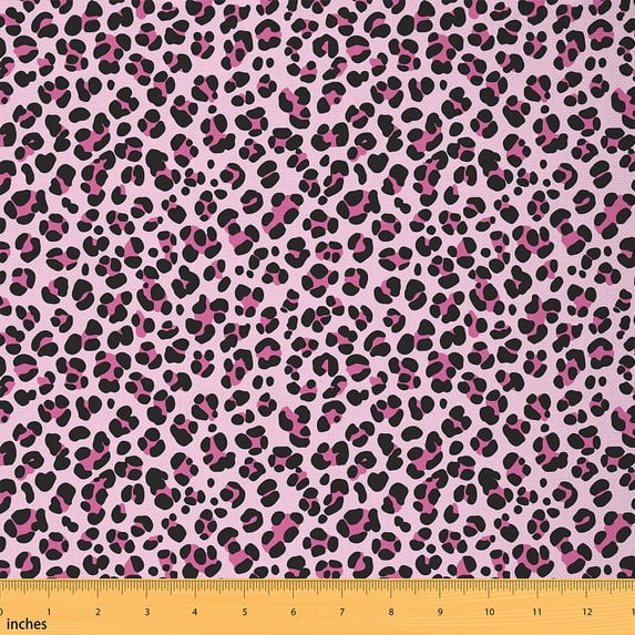 Castle Fairy Leopard Print Fabric by the Yard 10 Yard,Black Pink Room Decor Fabric by the Yard,Animal Print Sewing Fabric,Microfiber Teenagers Bedroom Decor