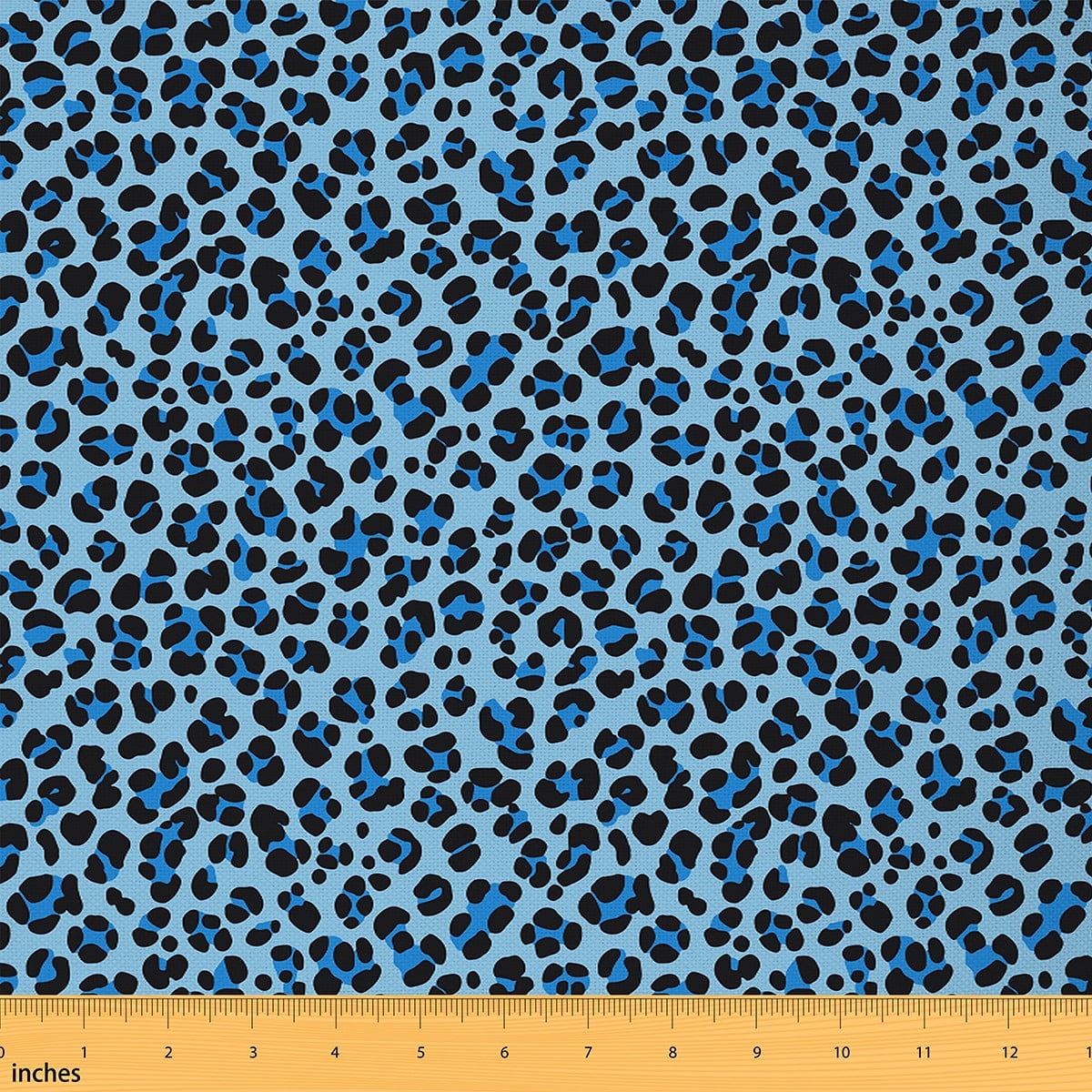 Castle Fairy Leopard Print Fabric by the Yard 2 Yard,Black Blue Sewing Fabric,Animal Print Home Decor Fabric by the Yard,Microfiber Teenagers Bedroom Decor