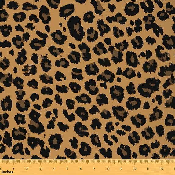 Castle Fairy Leopard Print Fabric by the Yard 2 Yard,Black Brown Sewing Fabric,Jungle Animal Home Decor Fabric by the Yard,Microfiber Teenager Bedroom Decor