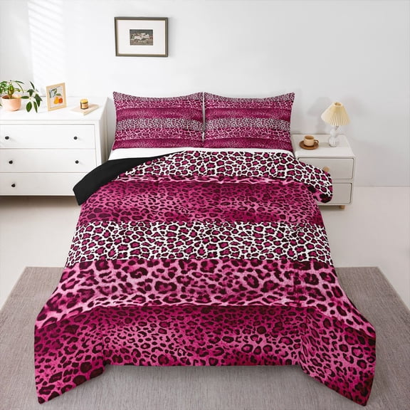 Castle Fairy Leopard Print Queen Comforter Set,Abstract Cheetah Bedding Comforter Set