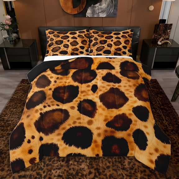 Castle Fairy Leopard Print Queen Comforter Set,Cheetah Print Bedding Comforter Set