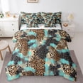 thumbnail image 1 of Castle Fairy Leopard Print Twin Bedding Sets,Brown Teal Bedding Comforter Set, 1 of 8