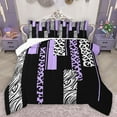 thumbnail image 1 of Castle Fairy 3-Piece Queen Size Comforter Set, Leopard And Zebra Animal Print, 1 of 8