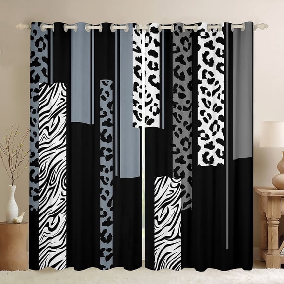 Castle Fairy Leopard Zebra Print Curtains Pack of 2 (42x84 Each) for Female Men Adults,Abstract Animal Print Curtains Blackout,Vintage Aesthetic Bedroom Curtains,Lightweight Room Decor