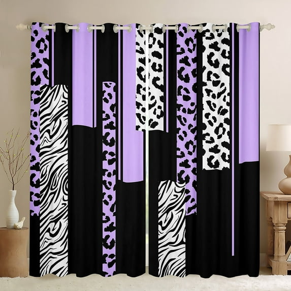 Castle Fairy Leopard Zebra Print Curtains Pack of 2 (42x84 Each) for Female Men Adults,Abstract Animal Print Curtains Blackout,Vintage Aesthetic Bedroom Curtains,Lightweight Room Decor