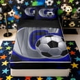 thumbnail image 1 of Castle Fairy Letter C Soccer Print Zipper Twin Comforter Sets with Fitted Sheet and 2 Pillowcases, Futuristic Cubes Zipper Bedding Set, Silver Black Blue,4-Piece,Black Reversible, 1 of 6