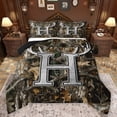 thumbnail image 1 of Castle Fairy Letter Monogrammed H Bedding Comforter Set 2pcs Female Men Women,Abstract Woodland Animal Deer Twin Comforter Sets Microfiber,Botanical Tree Branches Leaves Breathable Bedding Set, 1 of 8