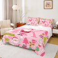 thumbnail image 1 of Castle Fairy Letter Monogrammed K Twin Sheet Sets 3pcs for Preppy Child,Christmas Santa Claus Deer Twin Fitted Sheet Microfiber,Happy New Year Breathable Flat Sheet,Microfiber Bedroom Decor, 1 of 7