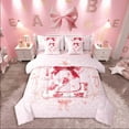 thumbnail image 1 of Castle Fairy Letter Personalized 7 Pieces Bedding Comforter Set,Bowknot Flower Full Bedding Set Lightweight,Pink Red Fitted Sheet Flat Sheet,Lightweight Initial Room Decoration, 1 of 7