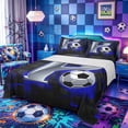thumbnail image 1 of Castle Fairy Letter Soccer Print Bed Sheets 4-Piece, Futuristic Cubes Full Size Sheets, Silver Black Blue,1 Fitted Sheet, 1 Flat Sheet and 2 Pillowcases, 1 of 6