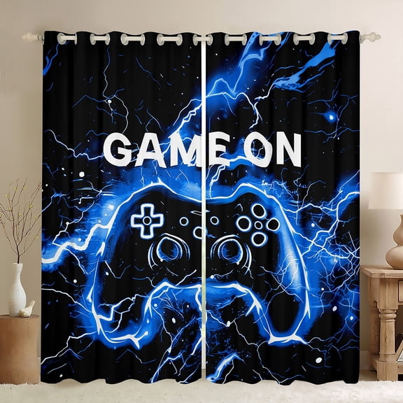 Castle Fairy Lightning Gamer Curtains Pack Of 2 (42X84 Each) for Boys Girls Women Men,Abstract Gamepads Curtains Blackout,Video Game Bedroom Curtains,Breathable Home Decor