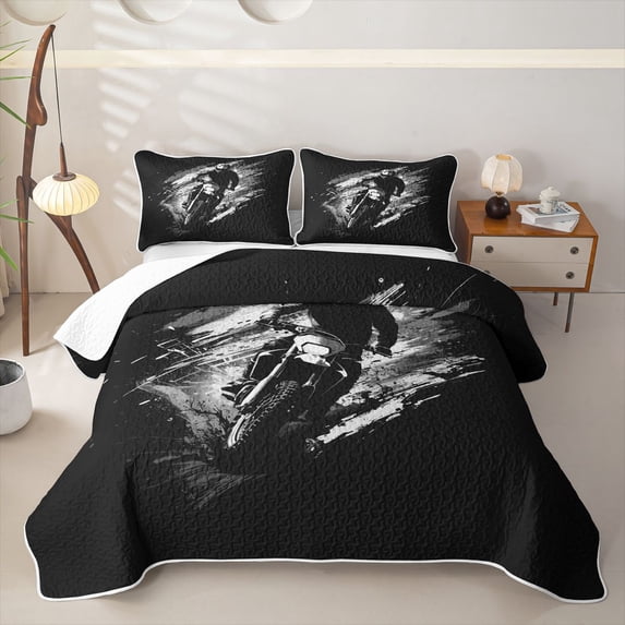 Castle Fairy Line Art Rider Quilt King,Grunge Overlay King Coverlet Set for Bedroom,Charcoal Ivory