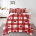 thumbnail image 1 of Castle Fairy Love Heart Couple 3 Pieces Queen Comforter Set for Teens Adults,Red White Ultra Soft Bedding Sets,Geometric Plaid Bedding Comforter Set Breathable,Lightweight Room Decor,Reversible, 1 of 8