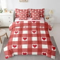 thumbnail image 1 of Castle Fairy Love Heart Couple Bedding Comforter Set 7 Pieces for Teens Adults,Red White Full Bedding Set Lightweight,Geometric Plaid Fitted Sheet Flat Sheet,Lightweight Room Decor,Reversible, 1 of 8