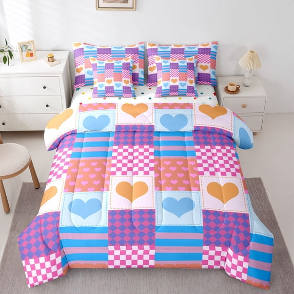 Castle Fairy 7-Piece Love Heart King Bedding Comforter Set