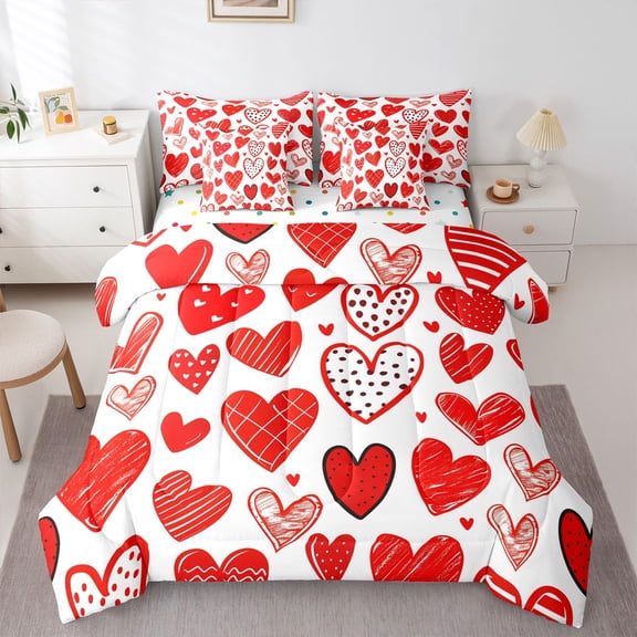 Castle Fairy Love Heart Print Bedding Comforter Set,Romantic King Bedding Sets