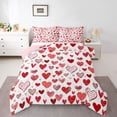 thumbnail image 1 of Castle Fairy Love Heart Print Full Size Comforter Sets 3-Piece for Adults Female Men,Abstract Graffiti Stripes Bedding Comforter Set,Happy Valentine's Day Lightweight Bedding Sets, 1 of 8