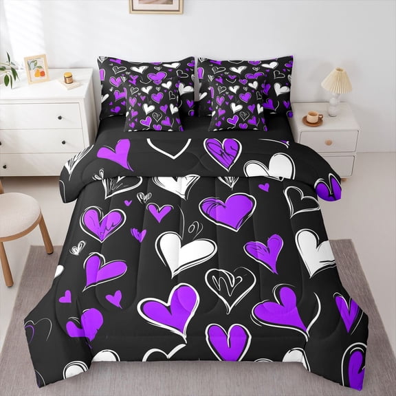 Castle Fairy Love Heart Print Twin Bedding Sets,Romantic Festival Bedding Comforter Set