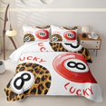 thumbnail image 1 of Castle Fairy Lucky 8 Ball Print Quilt Full,Leopard Pattern Full Bedspread Sets,Red Brown Black, 1 of 7