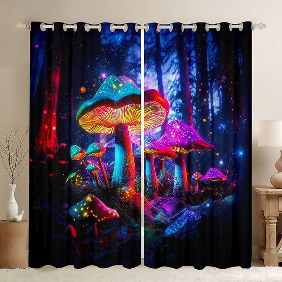Castle Fairy Magic Mushroom Curtains Pack of 2 (42x84 Each),Gradient Curtains Blackout