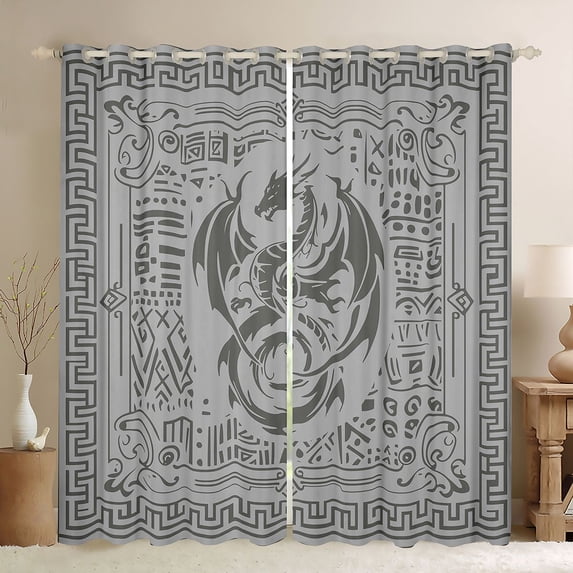 Castle Fairy Magical Dragon Curtains Pack of 2 (42x84 Each),Gothic Style Curtains Blackout