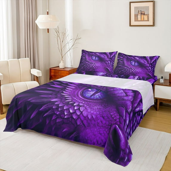 Castle Fairy Magical Dragon Queen Sheet Sets for Teens Boys Girls,Gothic Animal Bed Set