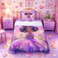 thumbnail image 1 of Castle Fairy Magical Fairy Afro Princess Twin Sheets 3pcs,Purple Star Flower Heart Bedding,Purple Pink,1 Fitted Sheet, 1 Flat Sheet and 1 Pillowcase, 1 of 6