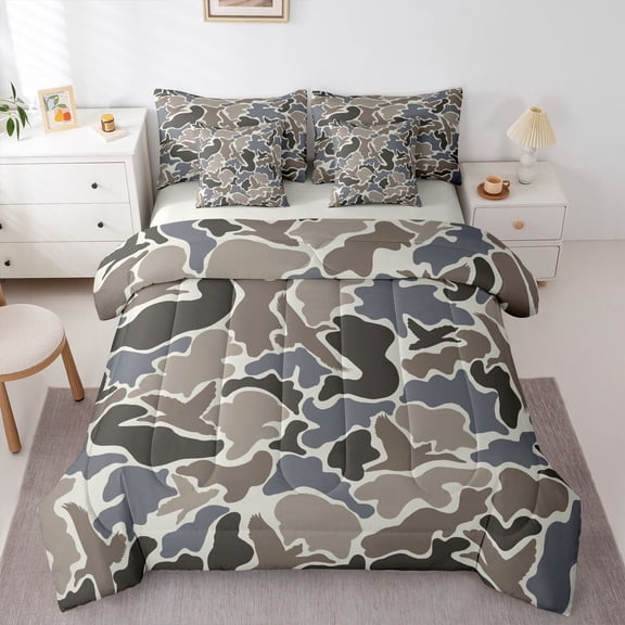 Castle Fairy Mallard Duck Bedding Comforter Set,Vintage Camouflage Queen Bedding Sets