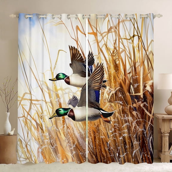 Castle Fairy Mallard Duck Black Out Curtains,Autumn Animal Curtains Pack of 2 (42x63 Each)