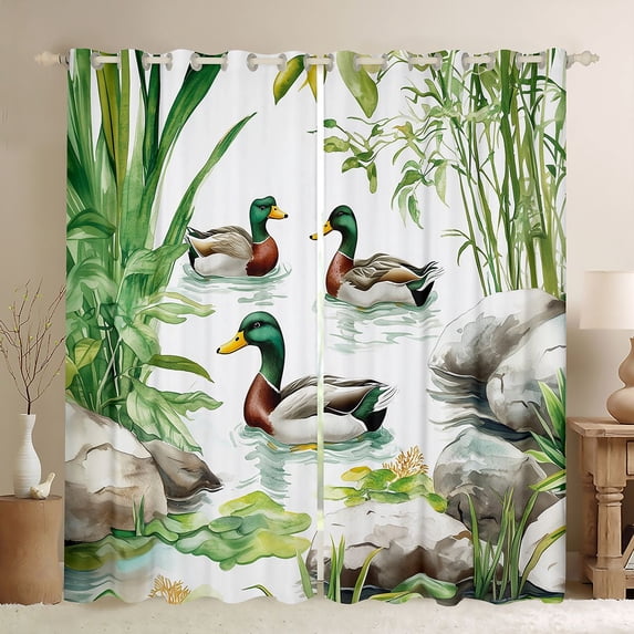 Castle Fairy Mallard Duck Black Out Curtains,River Animal Curtains Pack of 2 (42x63 Each)