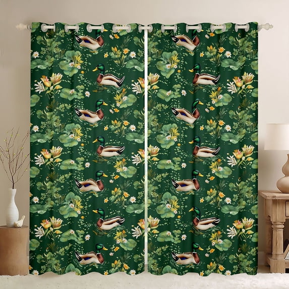 Castle Fairy Mallard Duck Blackout Curtains Set of 2 (52x84 Each),Lotus Window Curtains