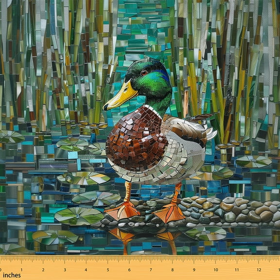 Castle Fairy Mallard Duck Fabric by the Yard 1 Yard for Kids,Exotic Style Home Decor Fabric by the Yard,Rustic Animal Room Decor Fabric by the Yard,Ultra Soft Home Decor