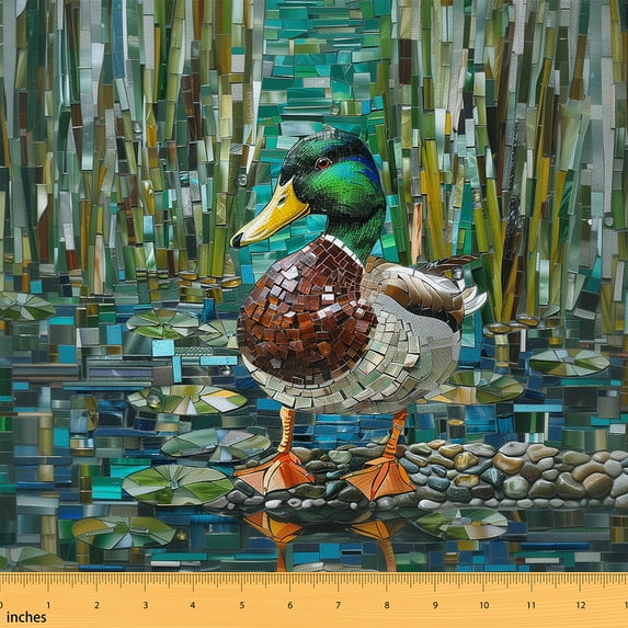 Castle Fairy Mallard Duck Fabric by the Yard 1 Yard for Kids,Exotic Style Home Decor Fabric by the Yard,Rustic Animal Room Decor Fabric by the Yard,Ultra Soft Home Decor