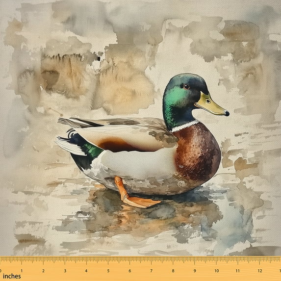 Castle Fairy Mallard Duck Fabric by the Yard 1 Yard for Teenagers,Abstract Vintage Home Decor Fabric by the Yard,Jungle Wildlife Room Decor Fabric by the Yard,Microfiber Bedroom Decor