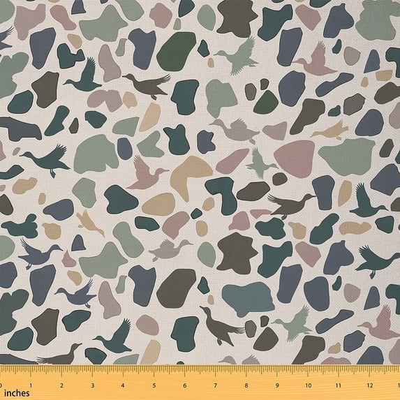 Castle Fairy Mallard Duck Fabric by the Yard 1 Yard for Teens,Abstract Camouflage Home Decor Fabric by the Yard,Rustic Animal Room Decor Fabric by the Yard,Ultra Soft Home Decor