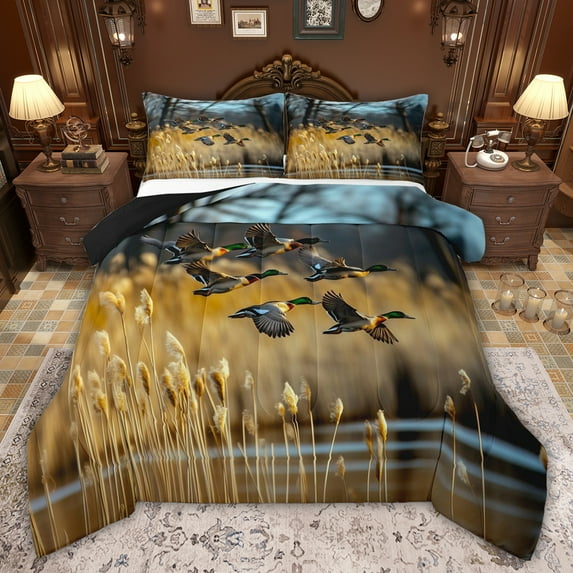 Castle Fairy Mallard Duck Twin Comforter Sets,Animal Bedding Set,Lake Life Bedding Set