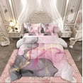 thumbnail image 1 of Castle Fairy Marble Watercolor 7-Piece Bedding Comforter Set,Grey Pink Golden King Bedding Sets,Stone Pattern Ultra Soft Bed Sheets,Breathable Stone Pattern Home Decor,Reversible, 1 of 8