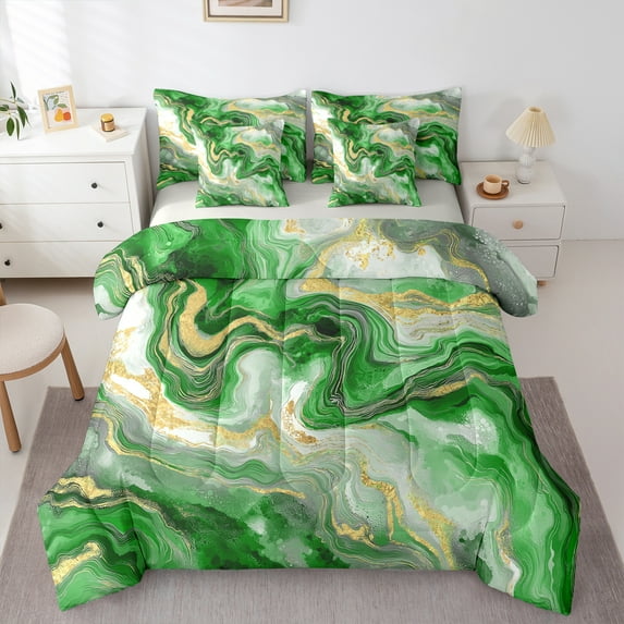 Castle Fairy Marble Watercolor 7Pcs Bedding Comforter Set for Teens Women Men,Abstract Marbling Queen Bedding Sets Super Cozy,Stone Pattern Queen Sheet Sets,Lightweight Room Decor
