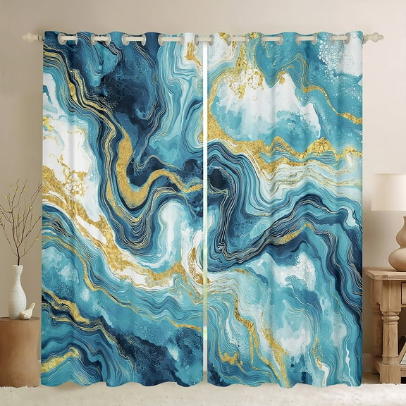 Castle Fairy Marble Watercolor Black Out Curtains for Teens Women Men,Abstract Marbling Curtains Pack Of 2 (42X63 Each),Stone Pattern Bedroom Curtains,Lightweight Room Decor