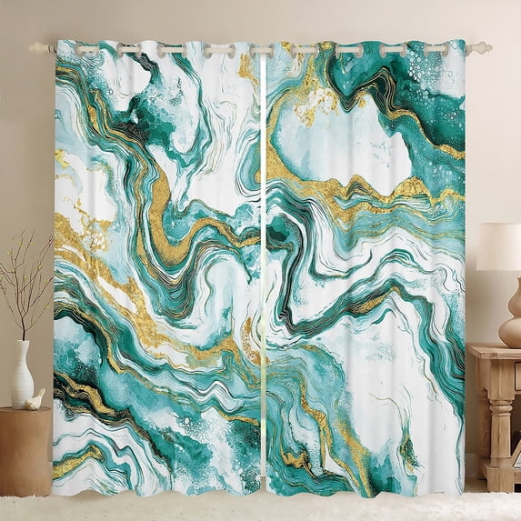 Castle Fairy Marble Watercolor Black Out Curtains for Teens Women Men,Abstract Marbling Curtains Pack Of 2 (42X63 Each),Stone Pattern Bedroom Curtains,Lightweight Room Decor