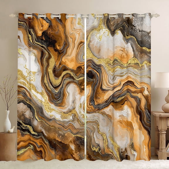 Castle Fairy Marble Watercolor Black Out Curtains for Teens Women Men,Abstract Marbling Curtains Pack Of 2 (42X63 Each),Stone Pattern Bedroom Curtains,Lightweight Room Decor