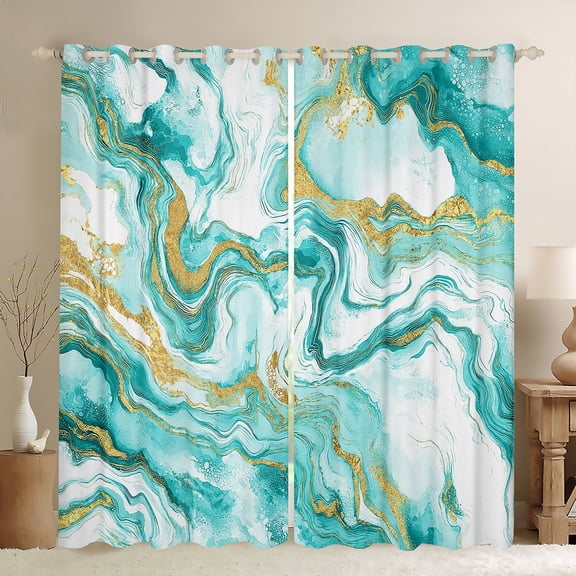Castle Fairy Marble Watercolor Blackout Curtains Set of 2 (52x84 Each) for Teens Women Men,Abstract Marbling Window Curtains,Stone Pattern Curtains and Drapes,Lightweight Room Decor