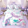 thumbnail image 1 of Castle Fairy Marine Mermaid Bedding Comforter Set,Ocean Princess King Bedding Sets, 1 of 8