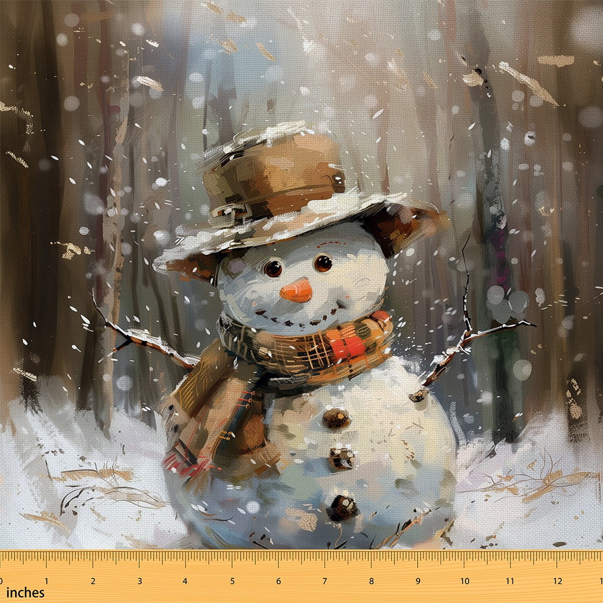 Castle Fairy Merry Christmas Fabric by the Yard 3 Yards for Teenager,Xmas Snowman Sewing Fabric,Festival Theme Fabric for Sewing,Breathable Home Decor
