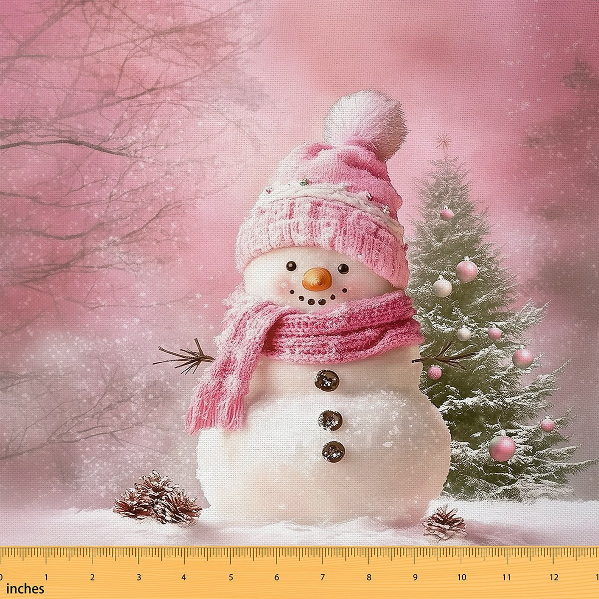 Castle Fairy Merry Christmas Fabric by the Yard 3 Yards for Teenager,Xmas Snowman Sewing Fabric,Festival Theme Fabric for Sewing,Breathable Home Decor