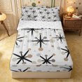 thumbnail image 1 of Castle Fairy Mid Century Atomic Star Zipper Queen Comforter Set with Fitted Sheet and 2 Pillowcases,Abstract Round Dot Zipper Bedding Set,Taupe Gray White,Reversible, 1 of 7