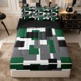 thumbnail image 1 of Castle Fairy Mid Century Block Form Zipper Queen Comforter Set with Fitted Sheet and 2 Pillowcases,Abstract Square Layout Zipper Bedding Set,Green Black Gray,Reversible, 1 of 7