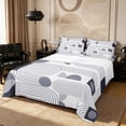 thumbnail image 1 of Castle Fairy Mid Century Curved Line Queen Sheets 4 Pieces,Geometric Semi-Circle Square Combo Queen Sheet Sets,Gray Off-White,1 Flat Sheet, 1 Fitted Sheet and 2 Pillowcases, 1 of 7